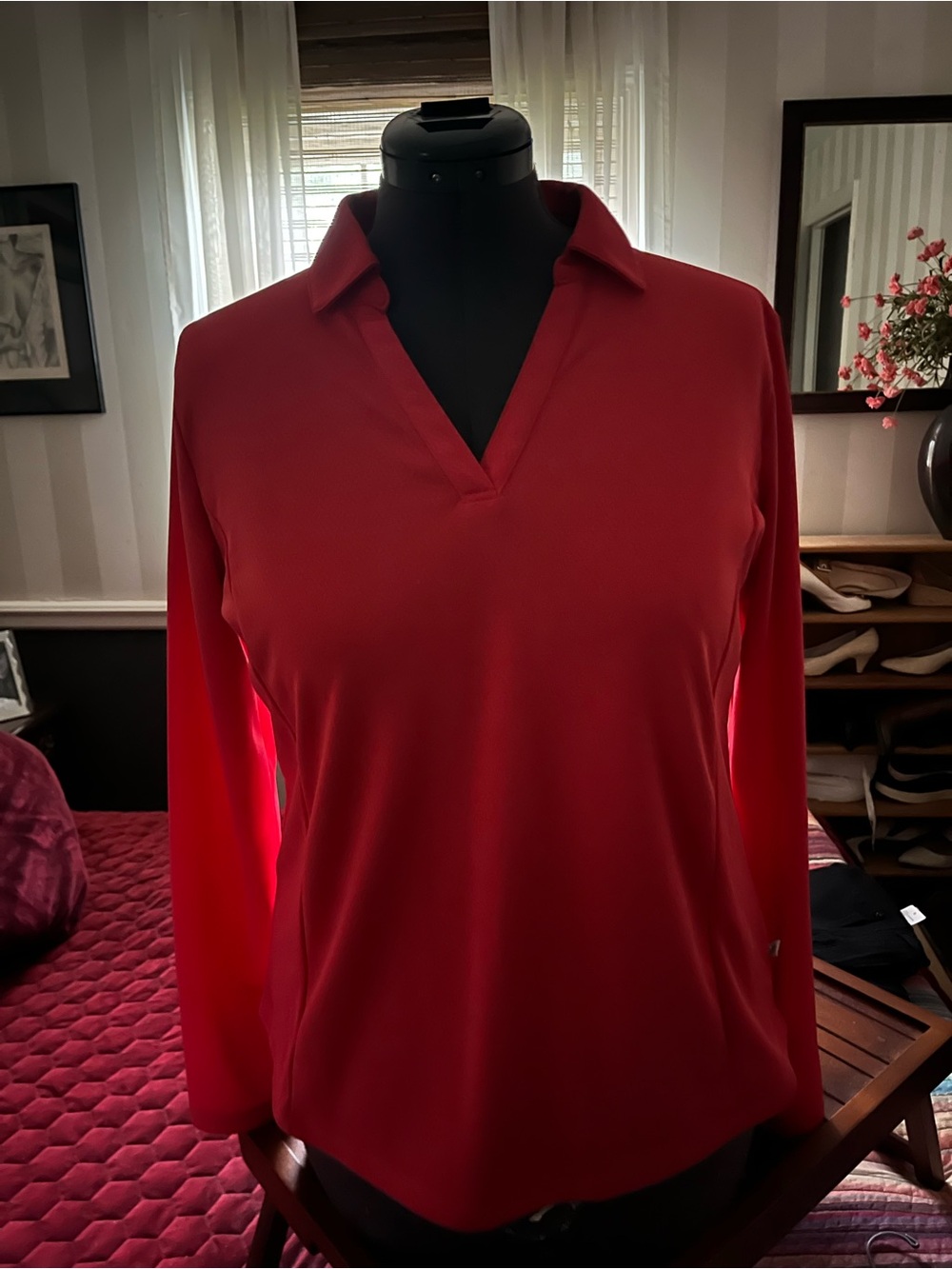 Lady Hagen Women's Long Sleeve Fuchsia V-Neck Sport Top